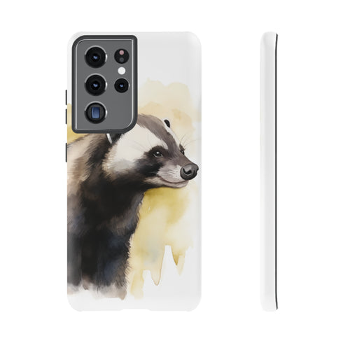 Badger on a Yellow Background - Impact Resistant Phone Case Samsung Galaxy S21 Ultra Matte